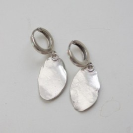 Earrings with grass spikelet impression, sterling and fine silver