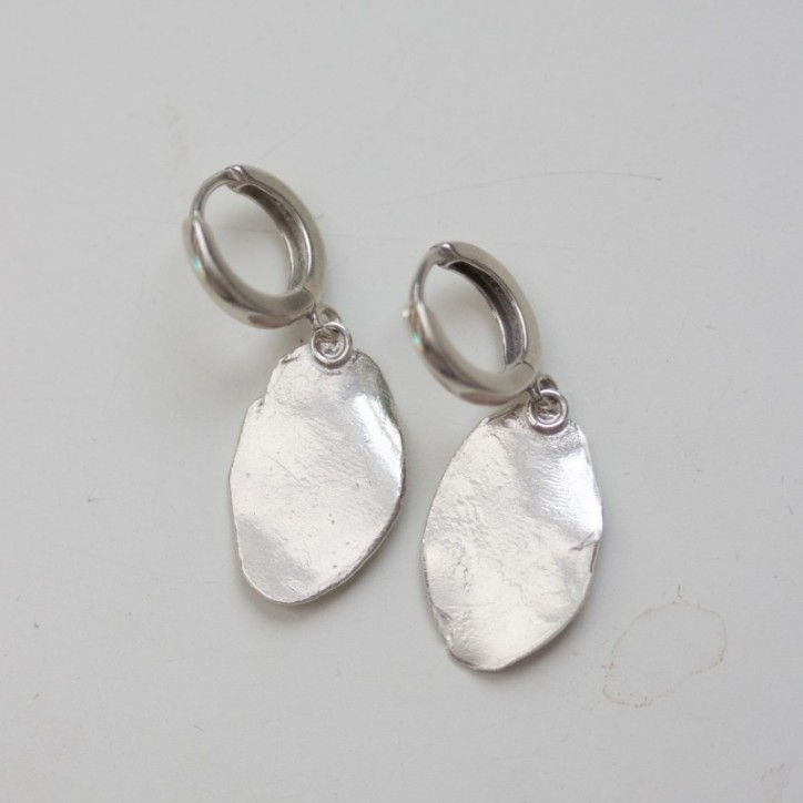 Earrings with grass spikelet impression, sterling and fine silver