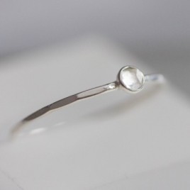 Green Amethyst - skinny stackable ring with rose cut pale green amethyst