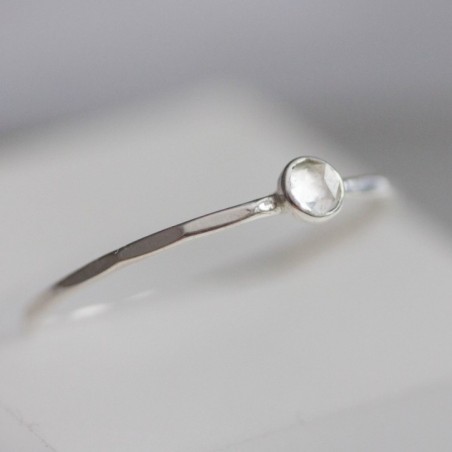 Green Amethyst - skinny stackable ring with rose cut pale green amethyst