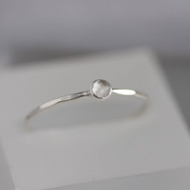 Green Amethyst - skinny stackable ring with rose cut pale green amethyst