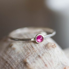 Ruby ring - skinny stackable ring with Ruby gemstone, July birthstone