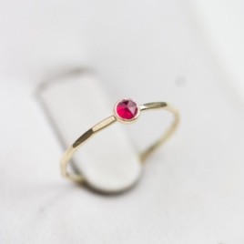 Ruby ring - skinny stackable ring with Ruby gemstone, July birthstone