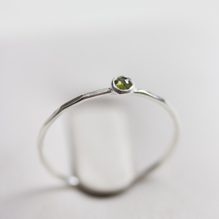 Green Diamond - stackable ring with 3mm rose cut diamond Green Diamond - stackable ring with 3mm rose cut diamond