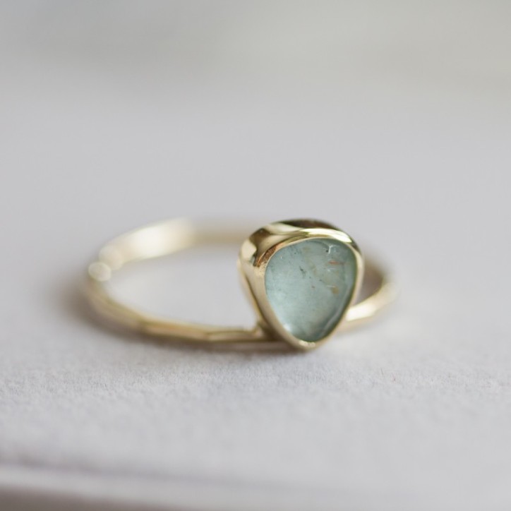 Free form Aquamarine ring, stackable ring, March birthstone Free form Aquamarine ring, stackable ring, March birthstone