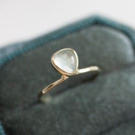 Free form Aquamarine ring, stackable ring, March birthstone
