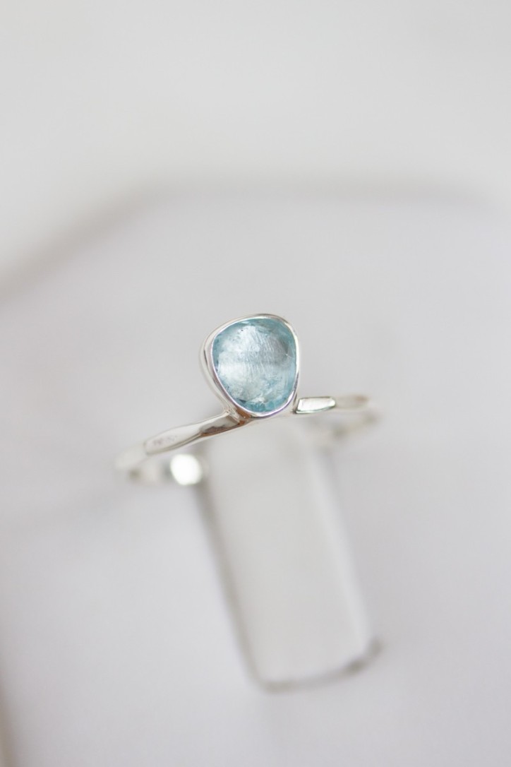 Free form Aquamarine ring, stackable ring, March birthstone Free form Aquamarine ring, stackable ring, March birthstone