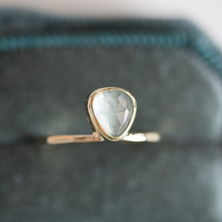 Free form Aquamarine ring, stackable ring, March birthstone Free form Aquamarine ring, stackable ring, March birthstone