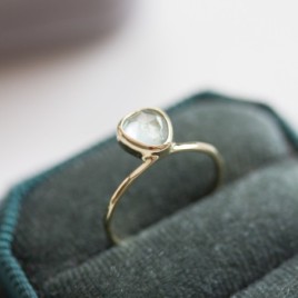 Free form Aquamarine ring, stackable ring, March birthstone