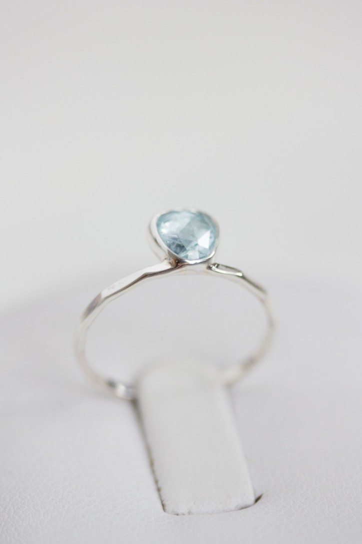 Free form Aquamarine ring, stackable ring, March birthstone Free form Aquamarine ring, stackable ring, March birthstone