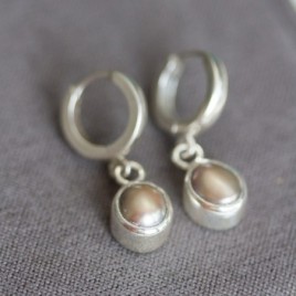 Grey freshwater Pearl earrings, sterling silver