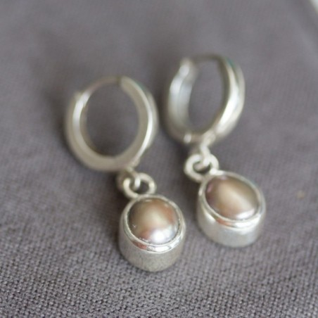 Grey freshwater Pearl earrings, sterling silver