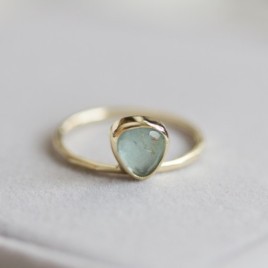 Free form Aquamarine ring, stackable ring, March birthstone
