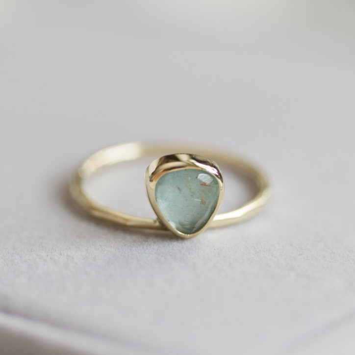 Free form Aquamarine ring, stackable ring, March birthstone Free form Aquamarine ring, stackable ring, March birthstone