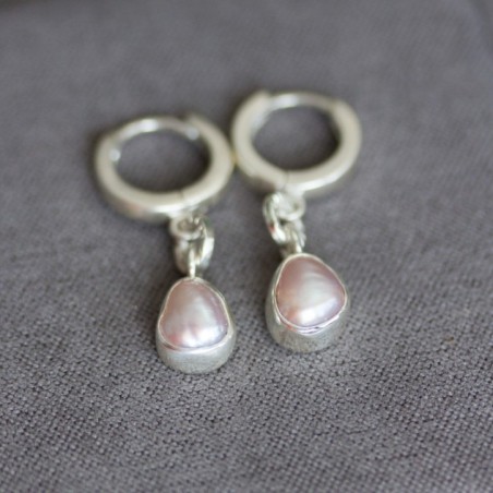 Pink freshwater Pearl earrings, sterling silver
