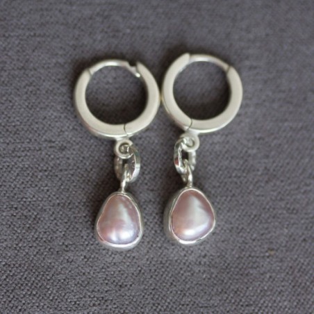 Pink freshwater Pearl earrings, sterling silver