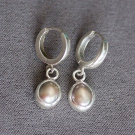 Grey freshwater Pearl earrings, sterling silver