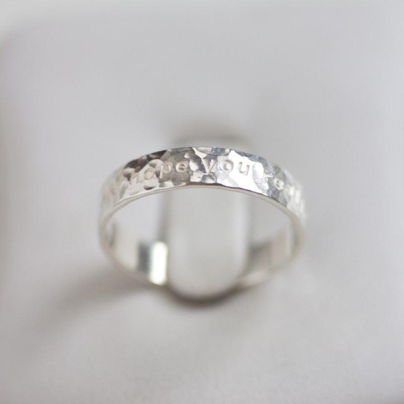 Textured personalized ring, 3 or 4mm wide