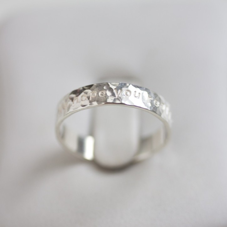 Textured personalized ring, 3 or 4mm wide Textured personalized ring, 3 or 4mm wide