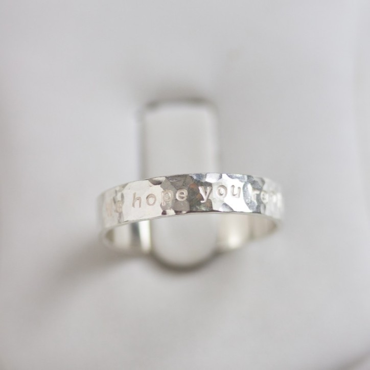 Textured personalized ring, 3 or 4mm wide Textured personalized ring, 3 or 4mm wide