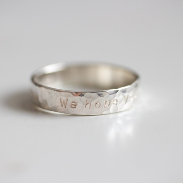 Textured personalized ring, 3 or 4mm wide Textured personalized ring, 3 or 4mm wide
