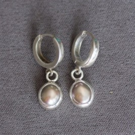 Grey freshwater Pearl earrings, sterling silver