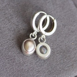 Grey freshwater Pearl earrings, sterling silver