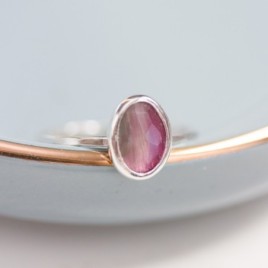 Bi-color Tourmaline ring (bigger stone) - skinny stackable ring