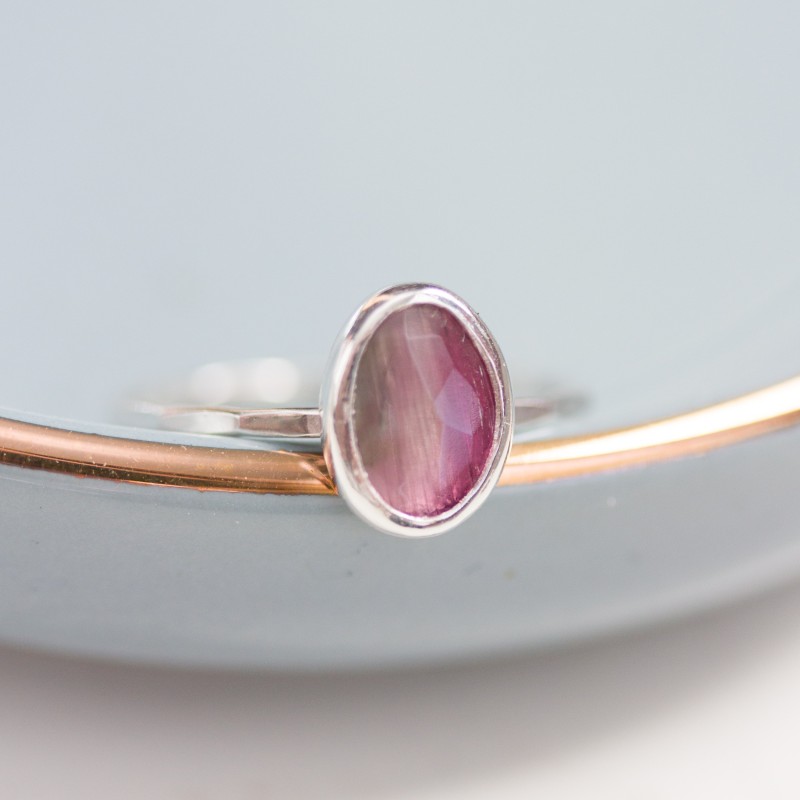 Bi-color Tourmaline ring (bigger stone) - skinny stackable ring