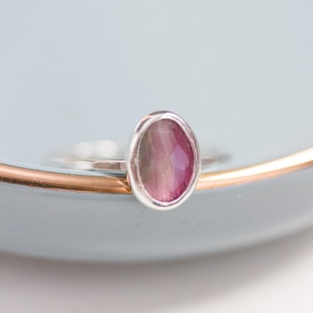 Bi-color Tourmaline ring (bigger stone) - skinny stackable ring