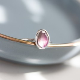 Bi-color Tourmaline ring (bigger stone) - skinny stackable ring