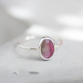 Bi-color Tourmaline ring (bigger stone) - skinny stackable ring