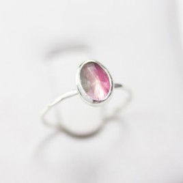Bi-color Tourmaline ring (bigger stone) - skinny stackable ring