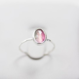 Bi-color Tourmaline ring (bigger stone) - skinny stackable ring