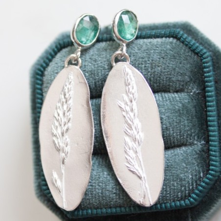 Nature inspired earrings with ocean blue kyanite stones