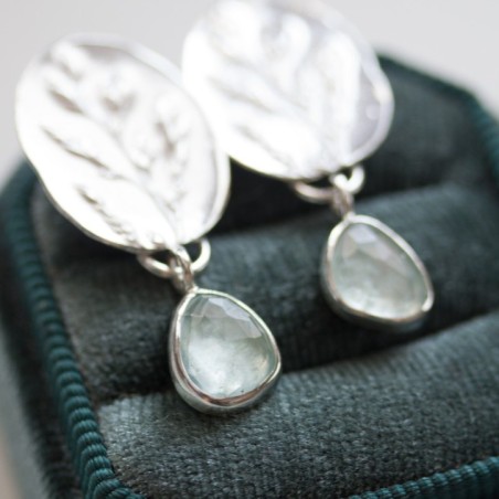 Nature inspired earrings with milky blue aquamarines