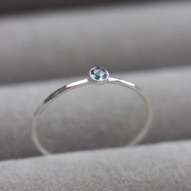 Sapphire ring - skinny stackable ring with Montana Sapphire stone