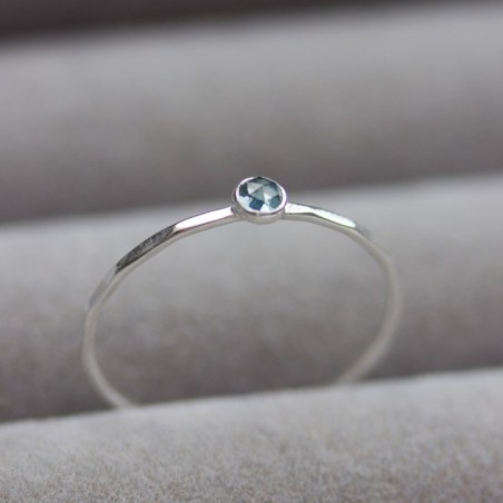 Sapphire ring - skinny stackable ring with Montana Sapphire stone