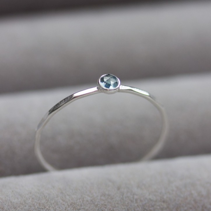 Sapphire ring - skinny stackable ring with Montana Sapphire stone Sapphire ring - skinny stackable ring with Montana Sapphire stone