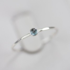 Sapphire ring - skinny stackable ring with Montana Sapphire stone