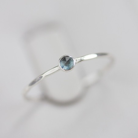 Sapphire ring - skinny stackable ring with Montana Sapphire stone