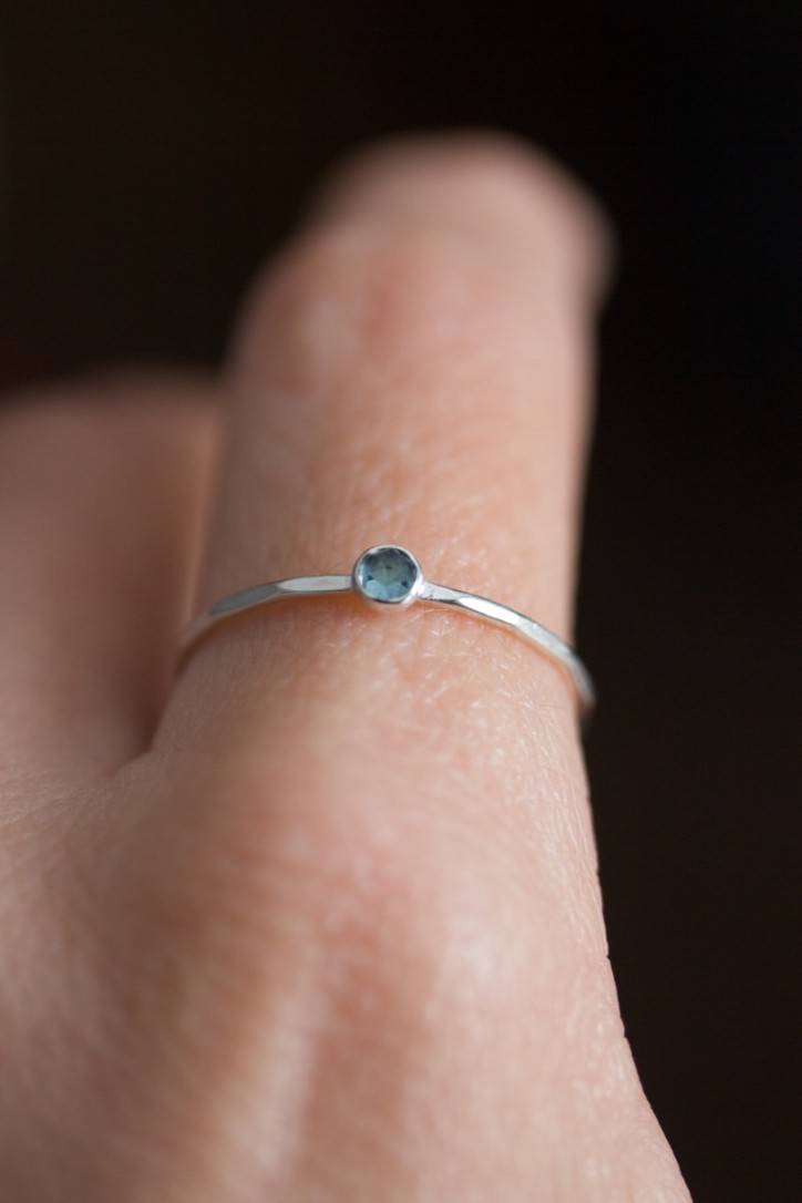 Sapphire ring - skinny stackable ring with Montana Sapphire stone Sapphire ring - skinny stackable ring with Montana Sapphire stone