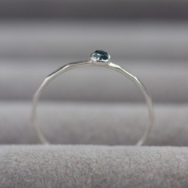 Sapphire ring - skinny stackable ring with Montana Sapphire stone