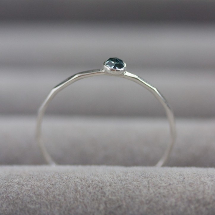 Sapphire ring - skinny stackable ring with Montana Sapphire stone Sapphire ring - skinny stackable ring with Montana Sapphire stone