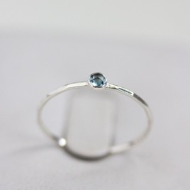 Sapphire ring - skinny stackable ring with Montana Sapphire stone