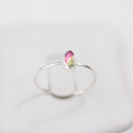 Bi-color Tourmaline ring - skinny stackable ring