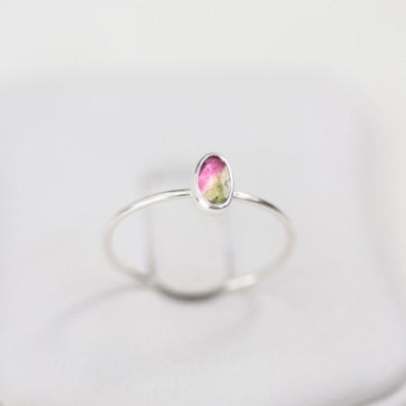 Bi-color Tourmaline ring - skinny stackable ring