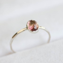 Bi-color Tourmaline ring - skinny stackable ring