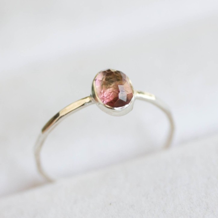 Bi-color Tourmaline ring - skinny stackable ring Bi-color Tourmaline ring - skinny stackable ring