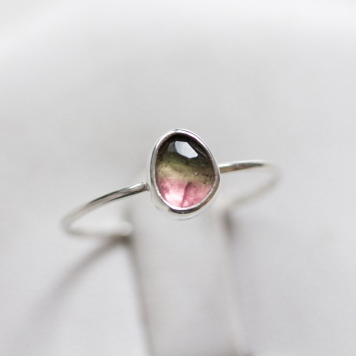 Bi-color Tourmaline ring - skinny stackable ring Bi-color Tourmaline ring - skinny stackable ring